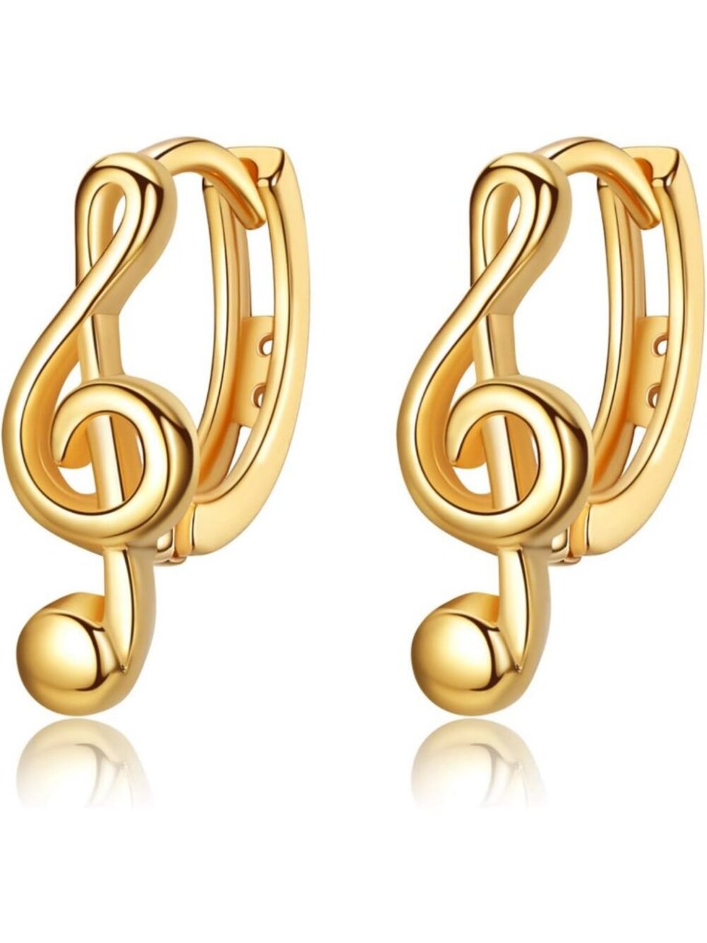 18K Gold Plated Treble Clef Hoop Earrings - Cute Music Note Jewelry for Women